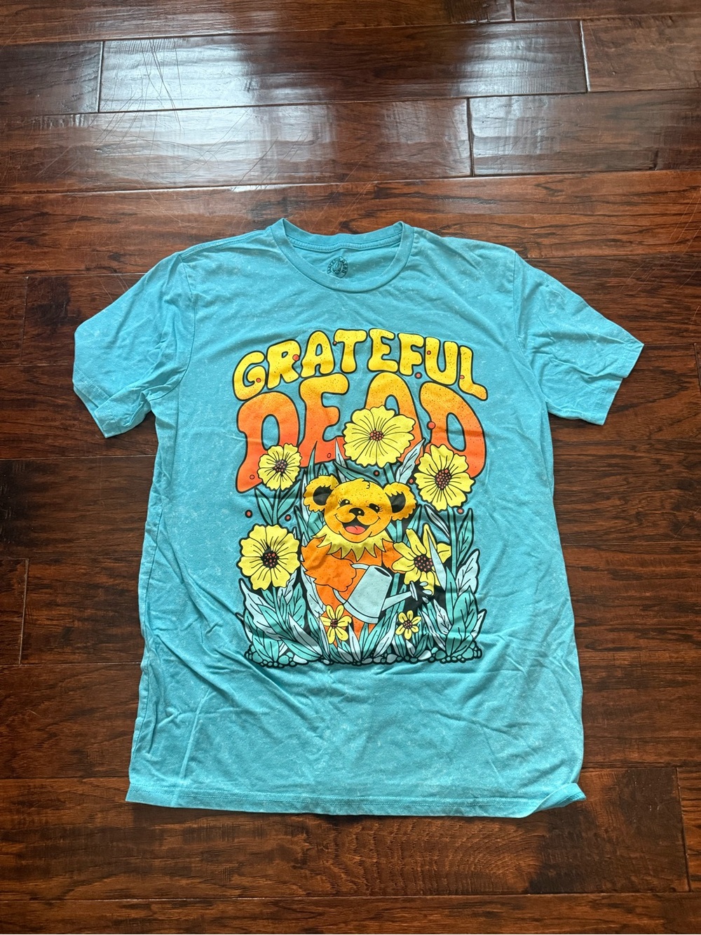 Grateful Dead Teal Graphic Tee with Yellow & Orange Bear